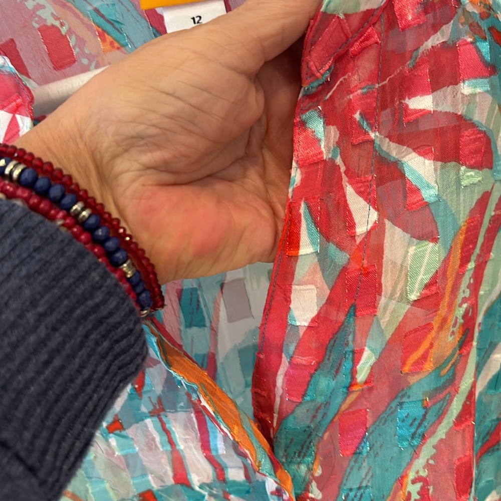 Ruby Rd. Colorful Button Blouse Spring Easter Abstract - Picture 3 of 9